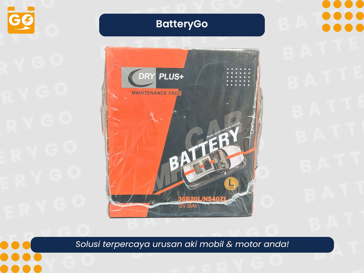 Aki Dry Plus+ 36B20L untuk mobil kecil