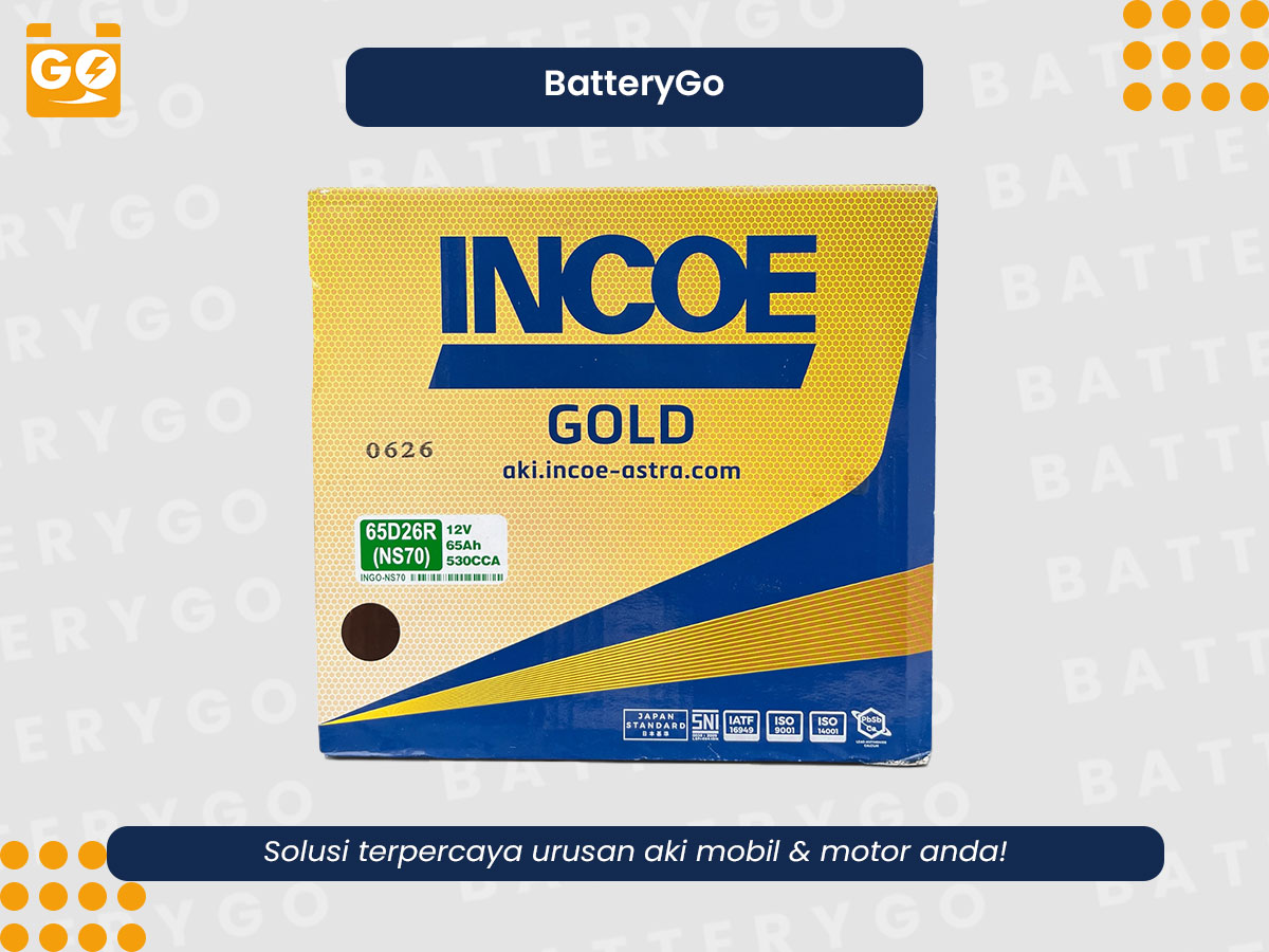 Aki Incoe Gold 65D26R untuk mobil menengah